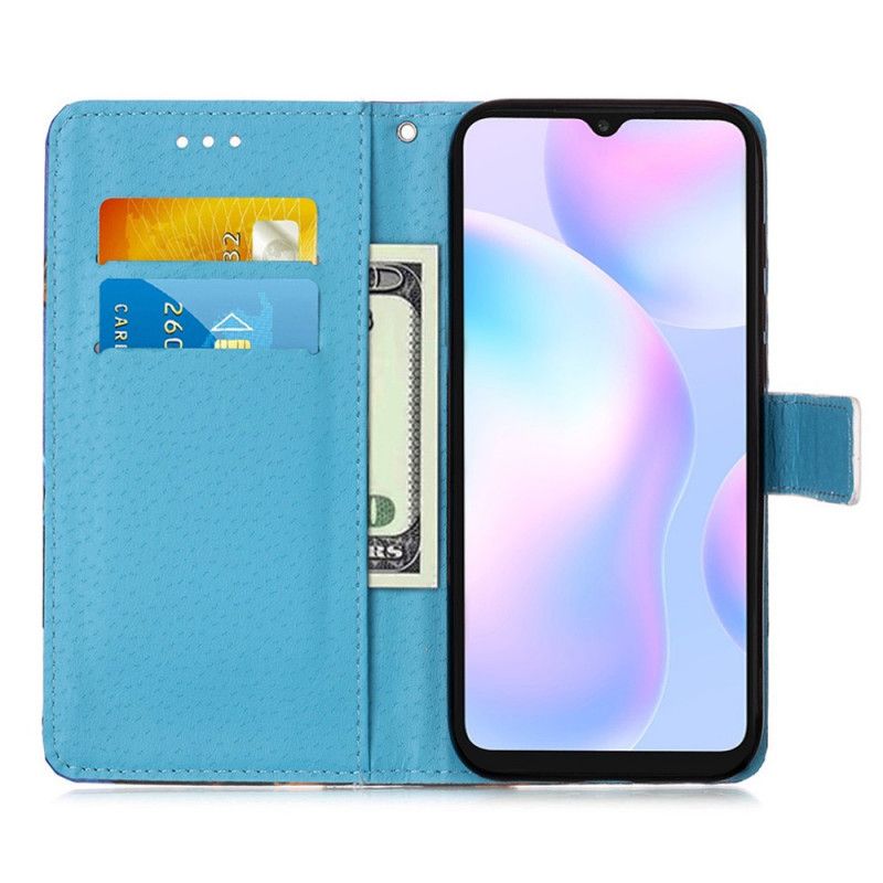 Folio Deksel for Xiaomi Redmi 9A Oransje Fundering Av Strengestringkatten