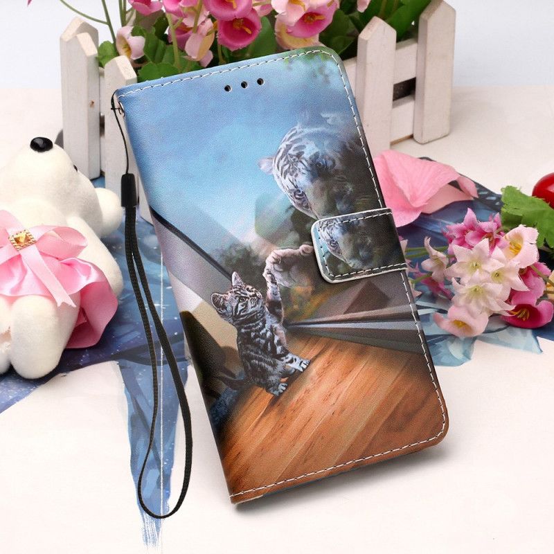 Folio Deksel for Xiaomi Redmi 9A Oransje Fundering Av Strengestringkatten