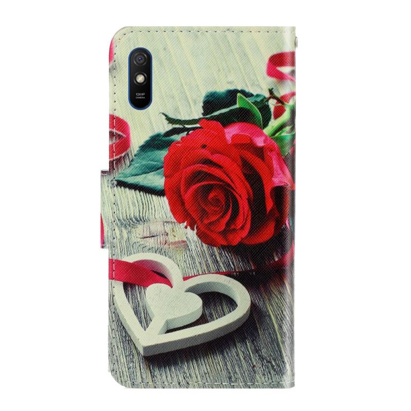 Folio Deksel for Xiaomi Redmi 9A Romantisk Rose Med Tanga