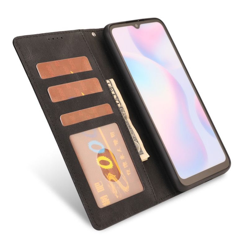 Folio Deksel for Xiaomi Redmi 9A Svart Matt Overflate I Skinneffekt