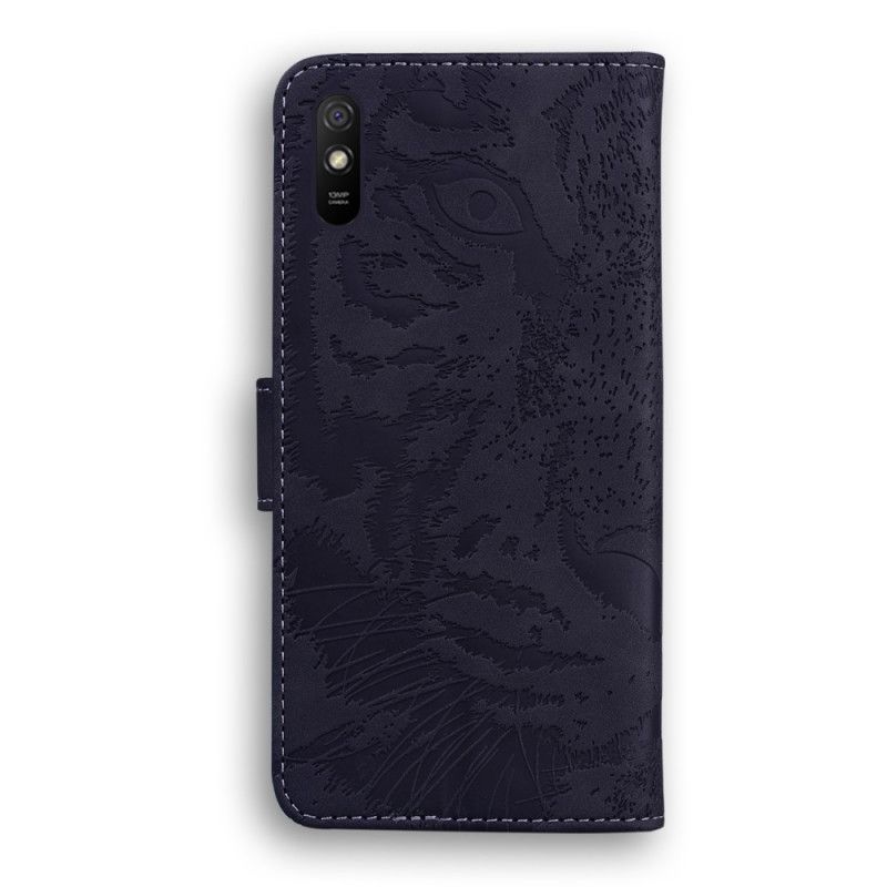 Folio Deksel for Xiaomi Redmi 9A Svart Tiger Ansikts Utskrift