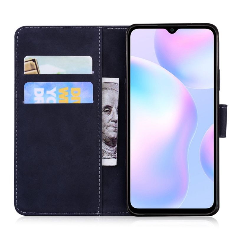 Folio Deksel for Xiaomi Redmi 9A Svart Tiger Ansikts Utskrift