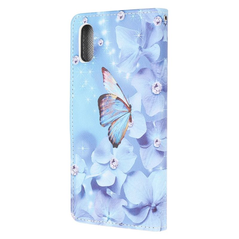 Folio Deksel Xiaomi Redmi 9A Diamantsommerfugler Med Tanga Beskyttelse