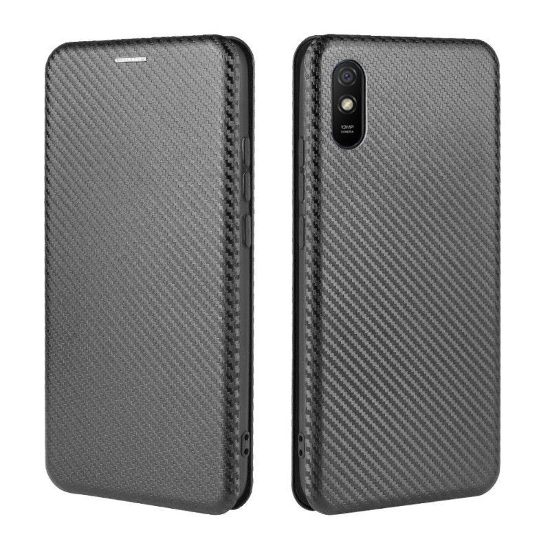 Folio Deksel Xiaomi Redmi 9A Svart Farget Karbon Silikon