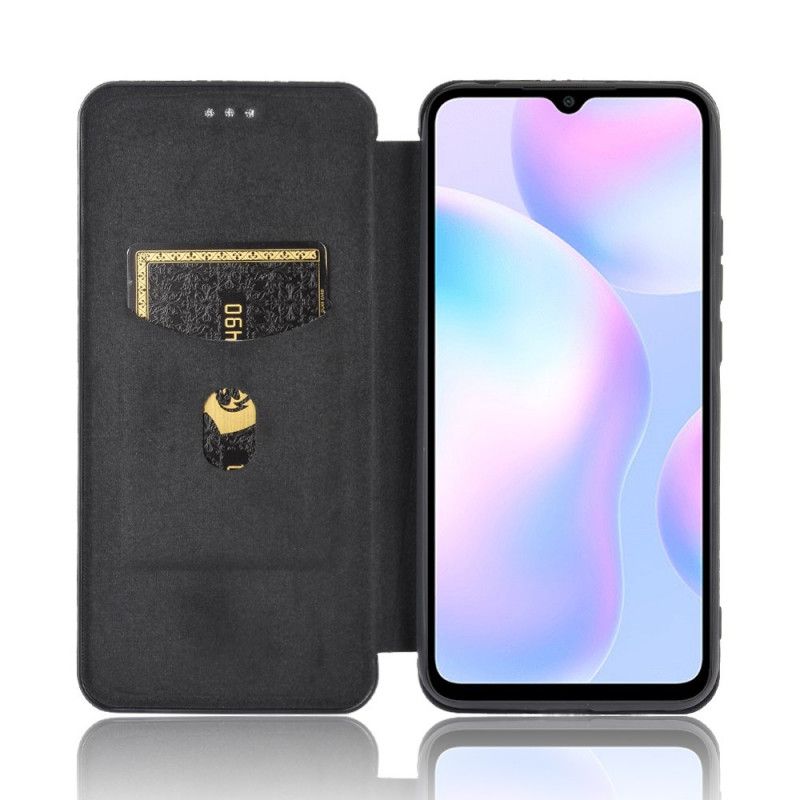 Folio Deksel Xiaomi Redmi 9A Svart Farget Karbon Silikon