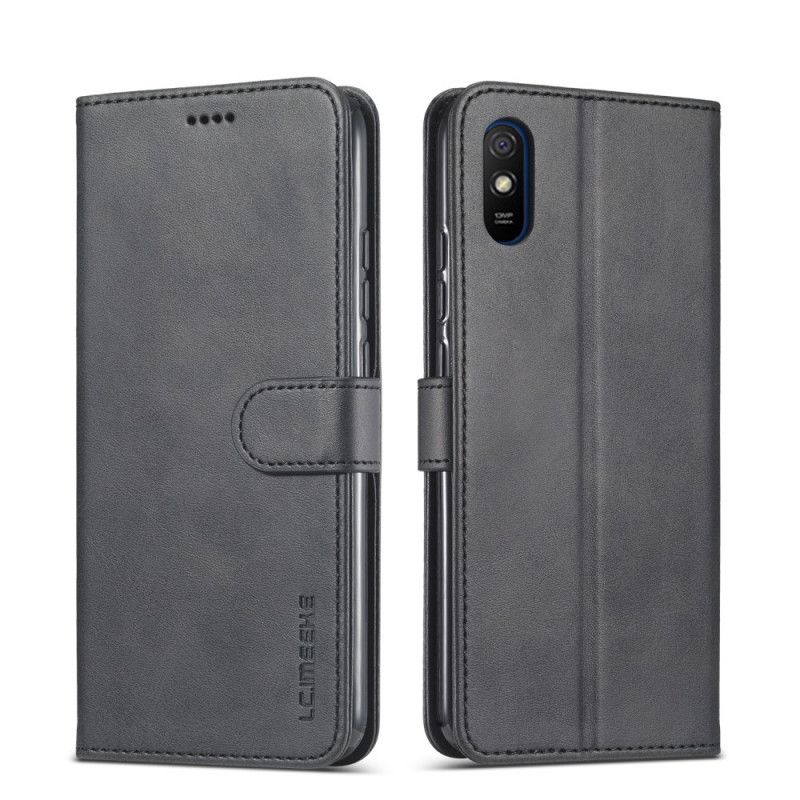 Folio Deksel Xiaomi Redmi 9A Svart Lc.Imeeke Skinneffekt Beskyttelse