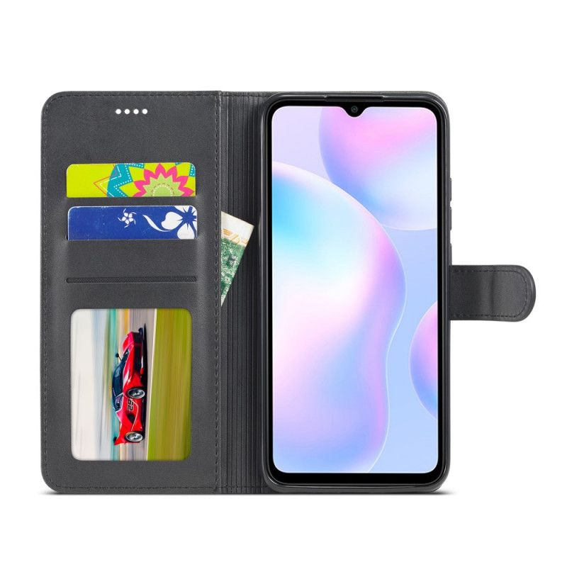 Folio Deksel Xiaomi Redmi 9A Svart Lc.Imeeke Skinneffekt Beskyttelse