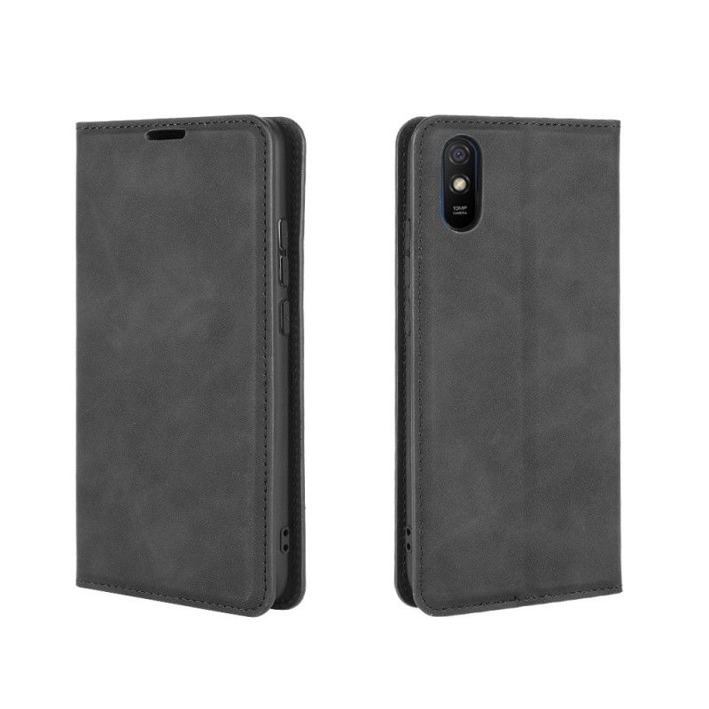 Folio Deksel Xiaomi Redmi 9A Svart Myk Skinneffekt