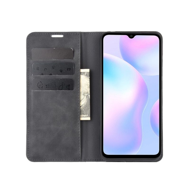 Folio Deksel Xiaomi Redmi 9A Svart Myk Skinneffekt