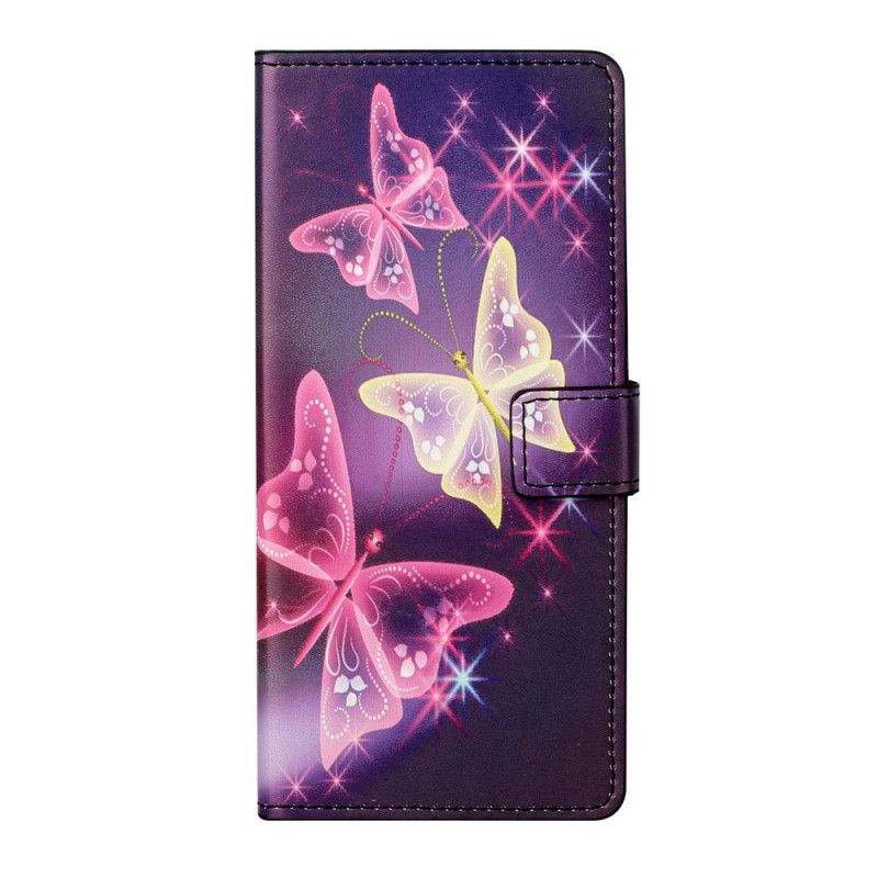 Folio Deksel for Xiaomi Redmi Note 10 Pro Svart Sommerfugler Og Blomster