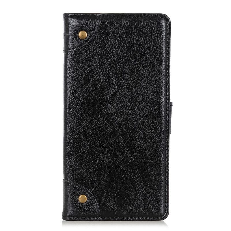 Folio Deksel Xiaomi Redmi Note 10 Pro Svart Vintage Nagler I Nappaskinnstil Anti-fall