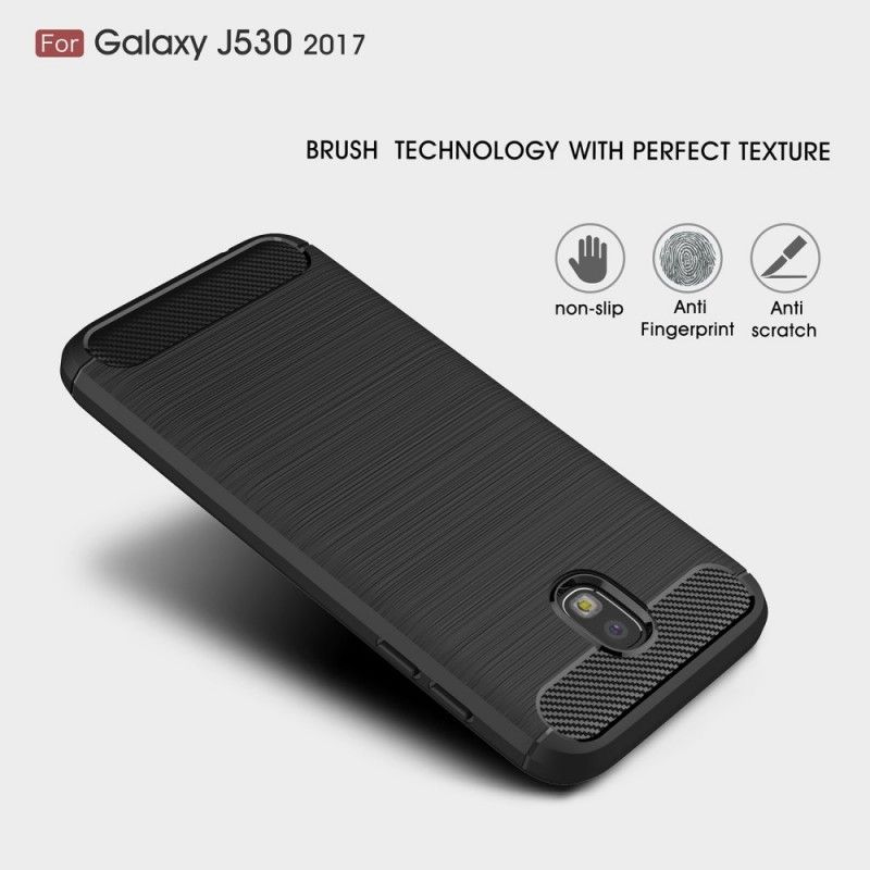 Deksel Samsung Galaxy J5 2017 Svart Børstet Karbonfiber Anti-fall