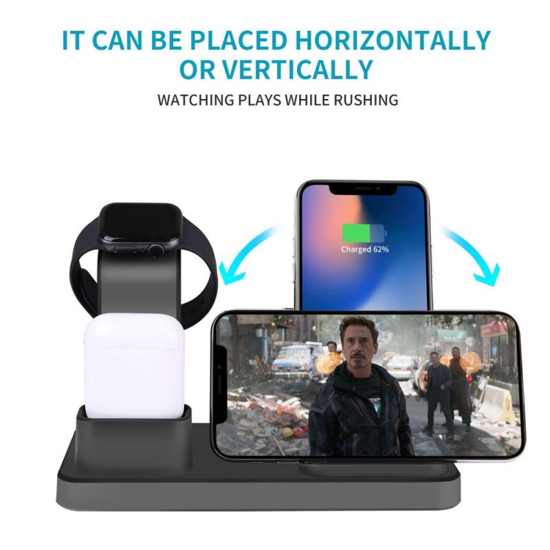 3 På 1 Stasjonær Vertikal Trådløs Lader