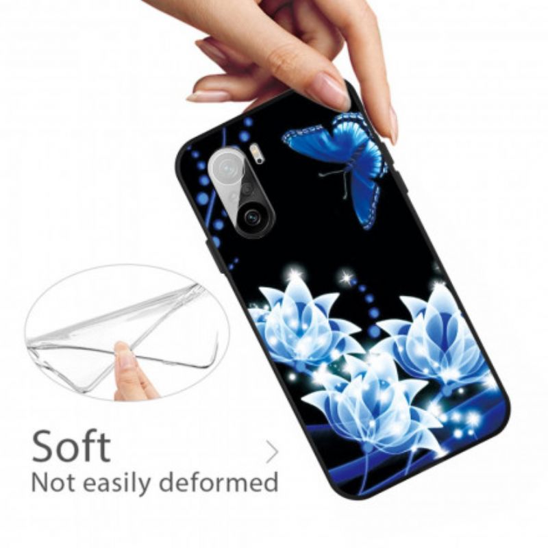 Deksel Xiaomi Mi 11i 5g / Poco F3 Sommerfugl Og Blå Blomster Beskyttelse Deksel