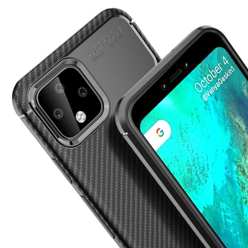 Deksel for Google Pixel 4 XL Svart Fleksibel Karbonfibertekstur