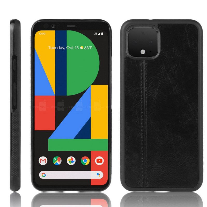 Deksel for Google Pixel 4 XL Svart Sydd Skinneffekt