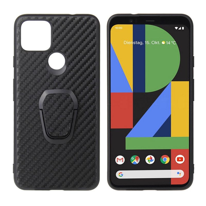 Deksel for Google Pixel 4A 5G Karbonfiber Ringstøtte