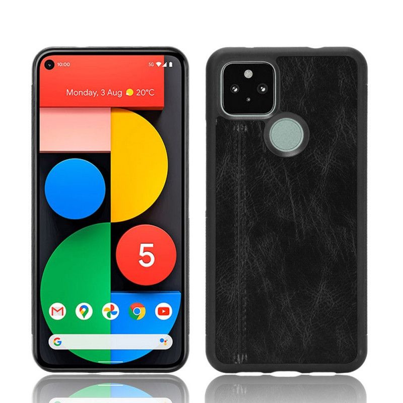 Deksel for Google Pixel 4A 5G Svart Sydd Skinneffekt