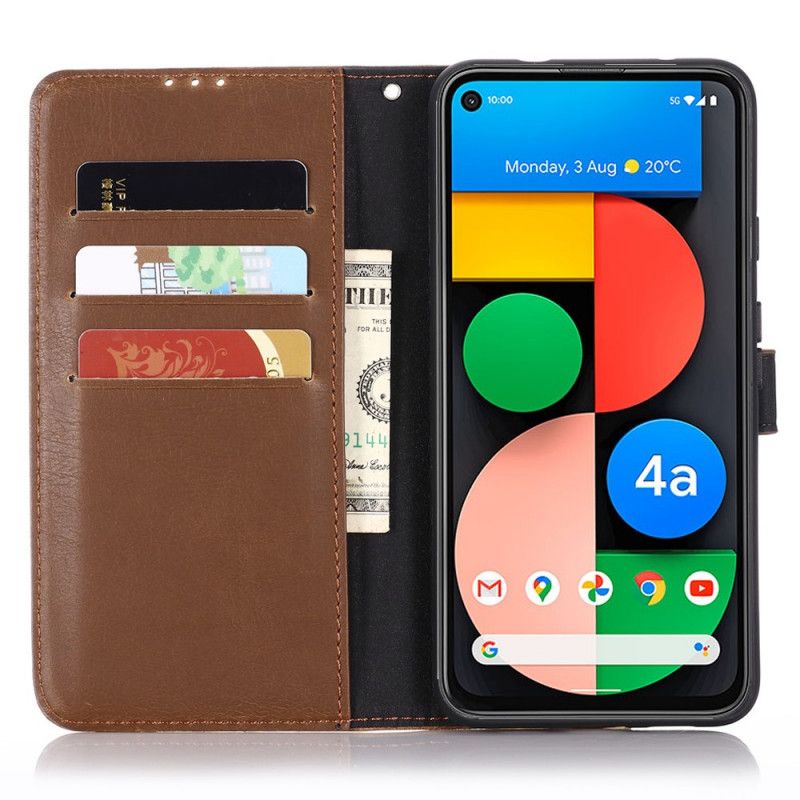 Folio Deksel for Google Pixel 4A 5G Svart Retro Skinneffekt