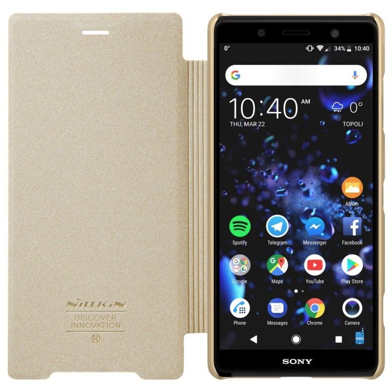 Folio Deksel Sony Xperia XZ2 Compact Golden Nillkin Anti-fall