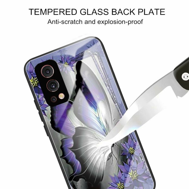 Deksel Oneplus Nord 2 5g Lilla Sommerfugl Herdet Glass