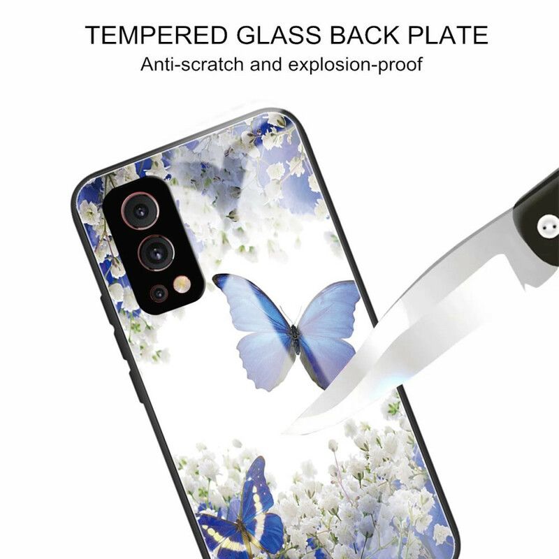 Deksel Oneplus Nord 2 5g Mobildeksel Sommerfugldesign I Herdet Glass