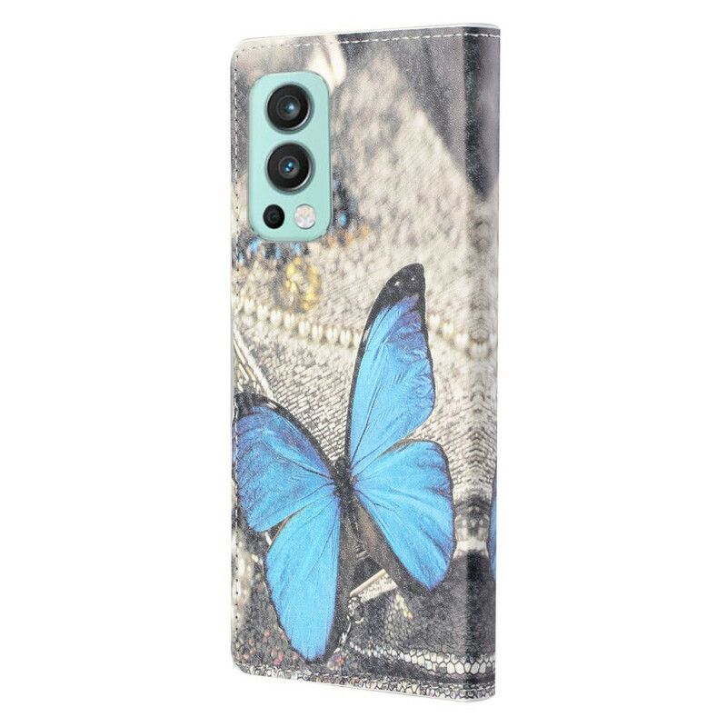 Folio Deksel Oneplus Nord 2 5g Butterflies Stroppvariasjoner Beskyttelse Deksel