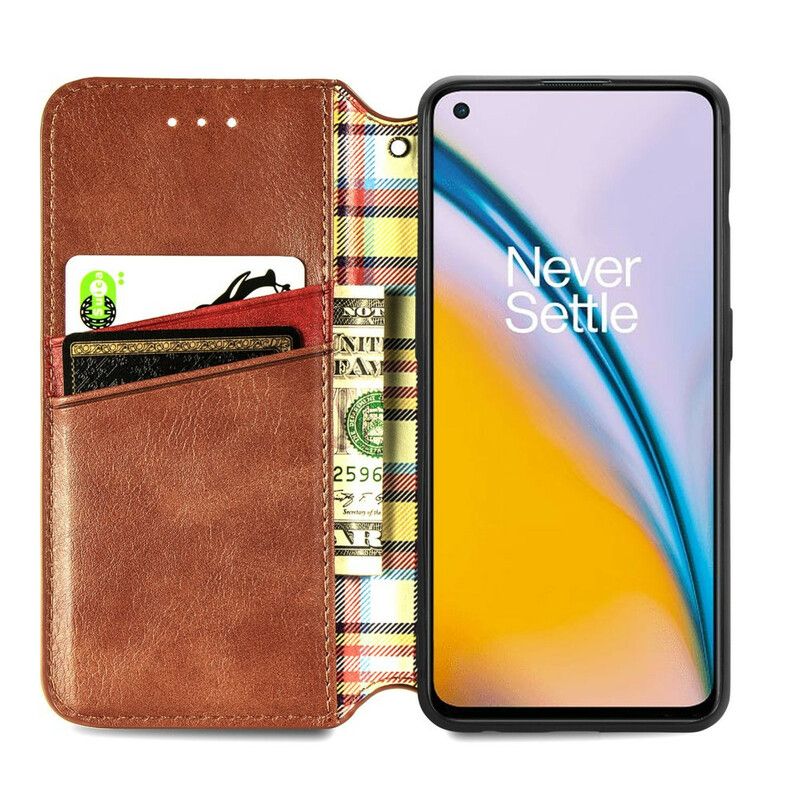 Folio Deksel Til Oneplus Nord 2 5g Leather Effect Diamond Texture