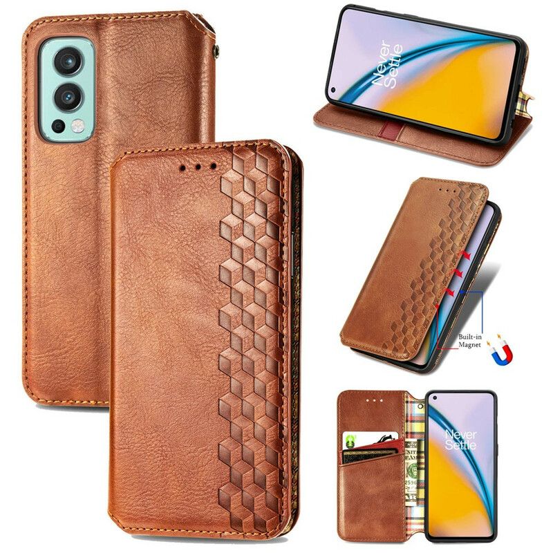 Folio Deksel Til Oneplus Nord 2 5g Leather Effect Diamond Texture