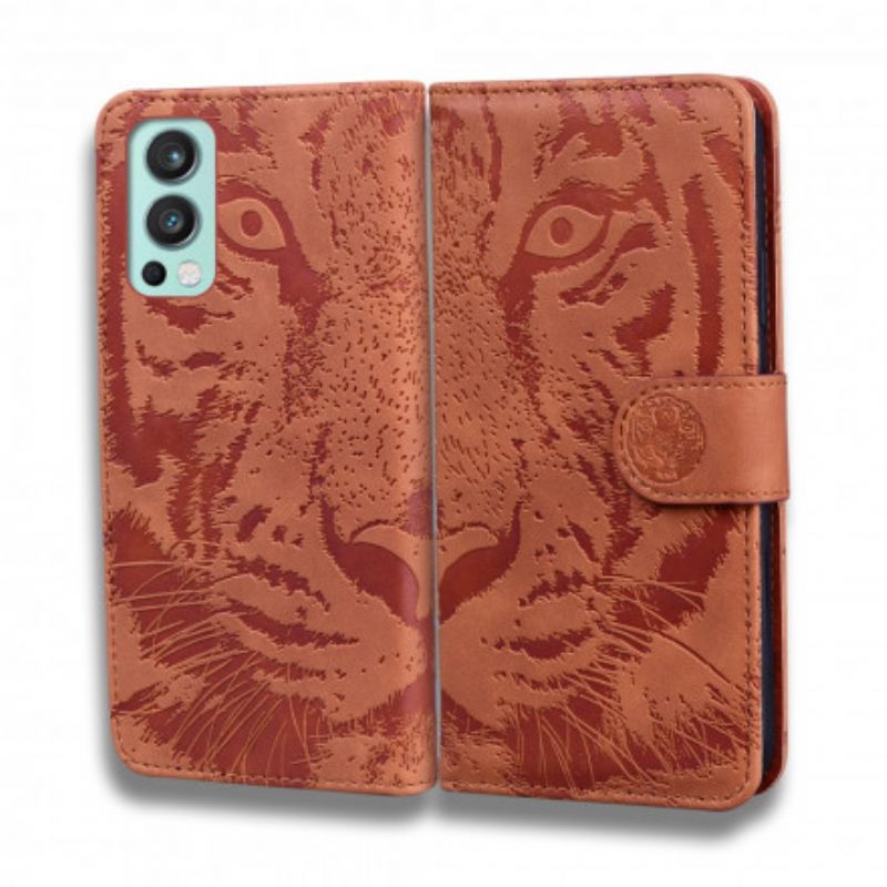 Folio Deksel Til Oneplus Nord 2 5g Tiger Face Print