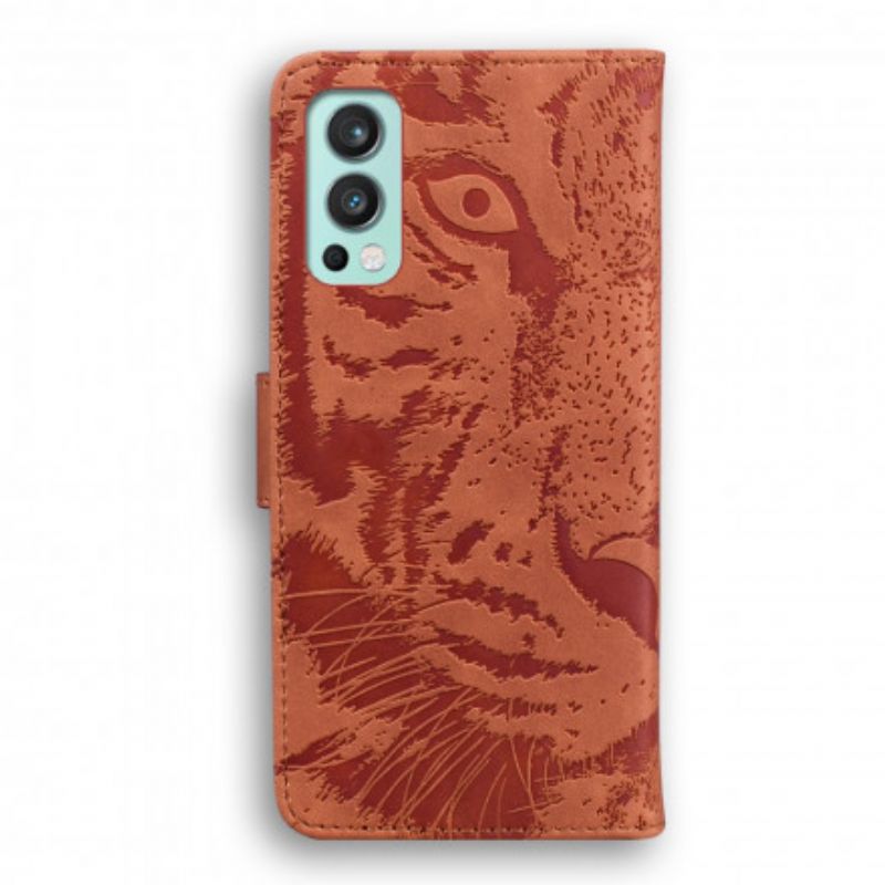 Folio Deksel Til Oneplus Nord 2 5g Tiger Face Print