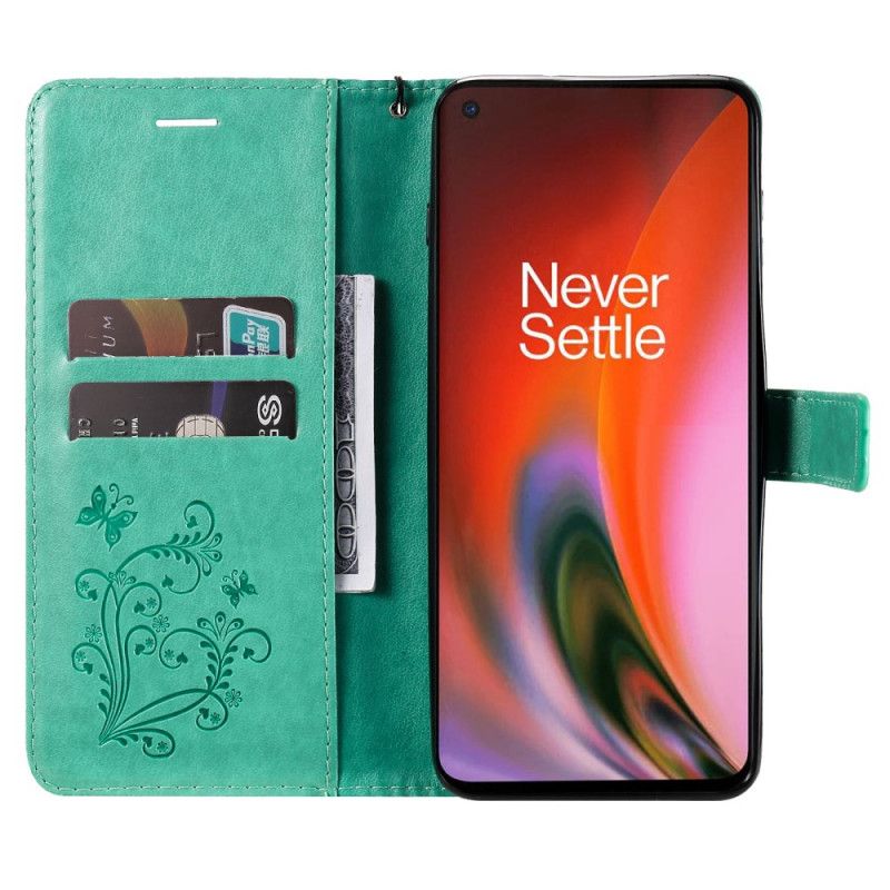 Lærdeksel Folio Deksel Oneplus Nord 2 5g Mobildeksel Giant Thong Sommerfugler