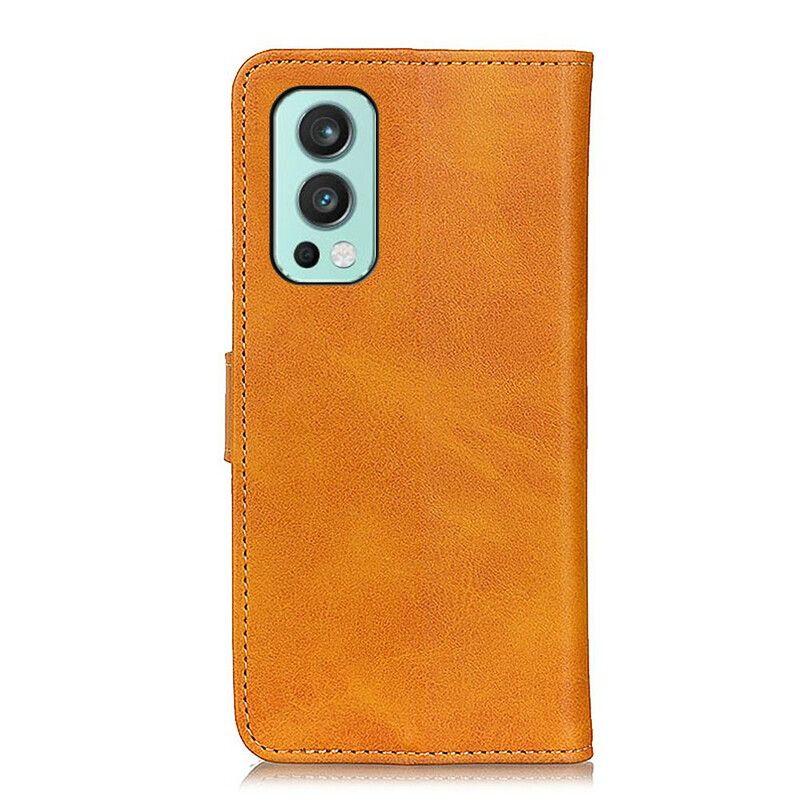 Lærdeksel Folio Deksel Oneplus Nord 2 5g Mobildeksel Matt Retro Skinneffekt