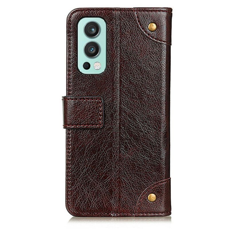 Lærdeksel Folio Deksel Oneplus Nord 2 5g Mobildeksel Style Nappa Leather Vintage Nagler