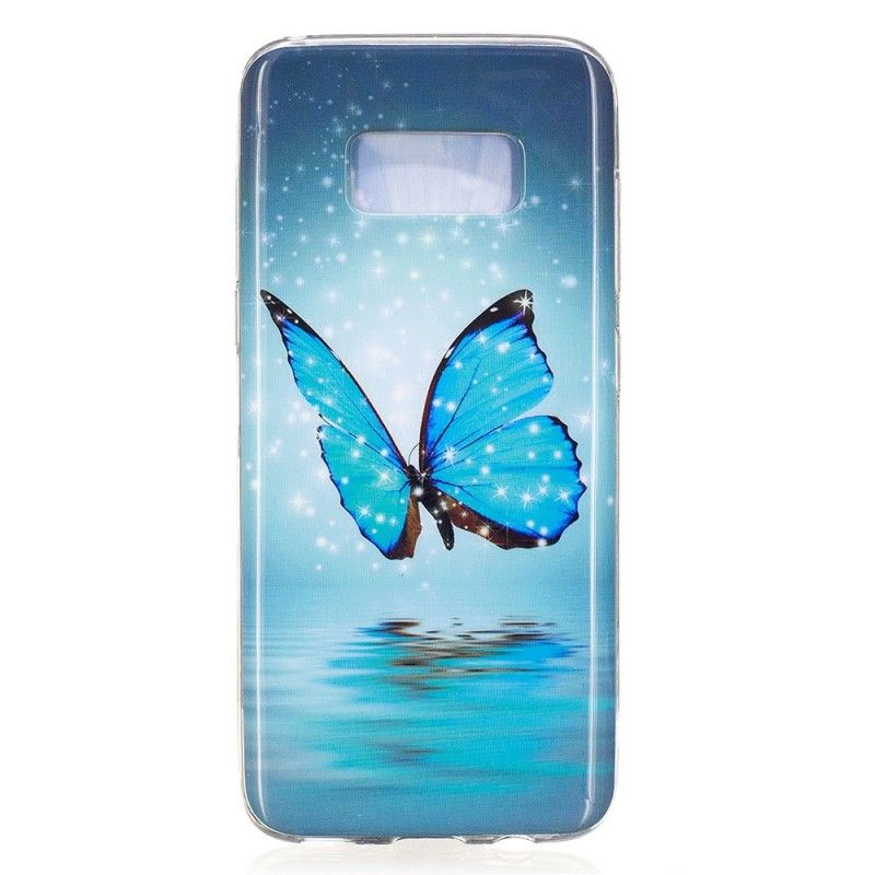 Deksel for Samsung Galaxy S8 Fluorescerende Blå Sommerfugl