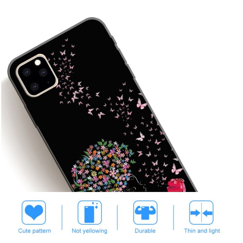 Deksel for iPhone 11 Pro Kvinne Med Blomsterhode