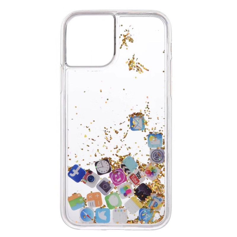 Deksel for iPhone 11 Pro Sølv Glitter-Appikoner