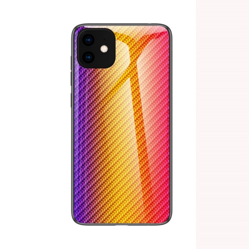 Deksel for iPhone 11 Pro Svart Herdet Glass I Karbonfiber