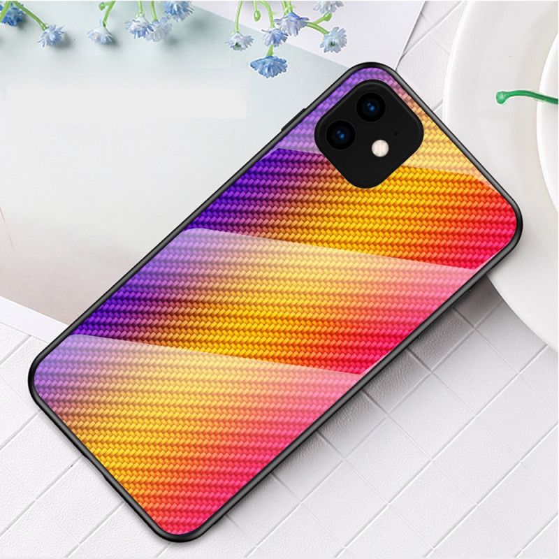 Deksel for iPhone 11 Pro Svart Herdet Glass I Karbonfiber