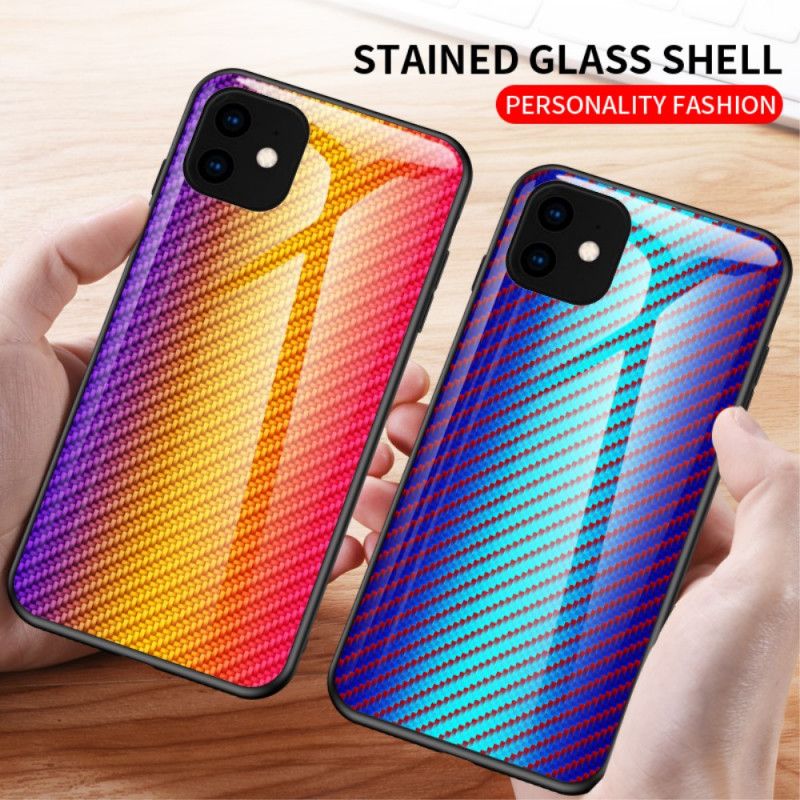 Deksel for iPhone 11 Pro Svart Herdet Glass I Karbonfiber