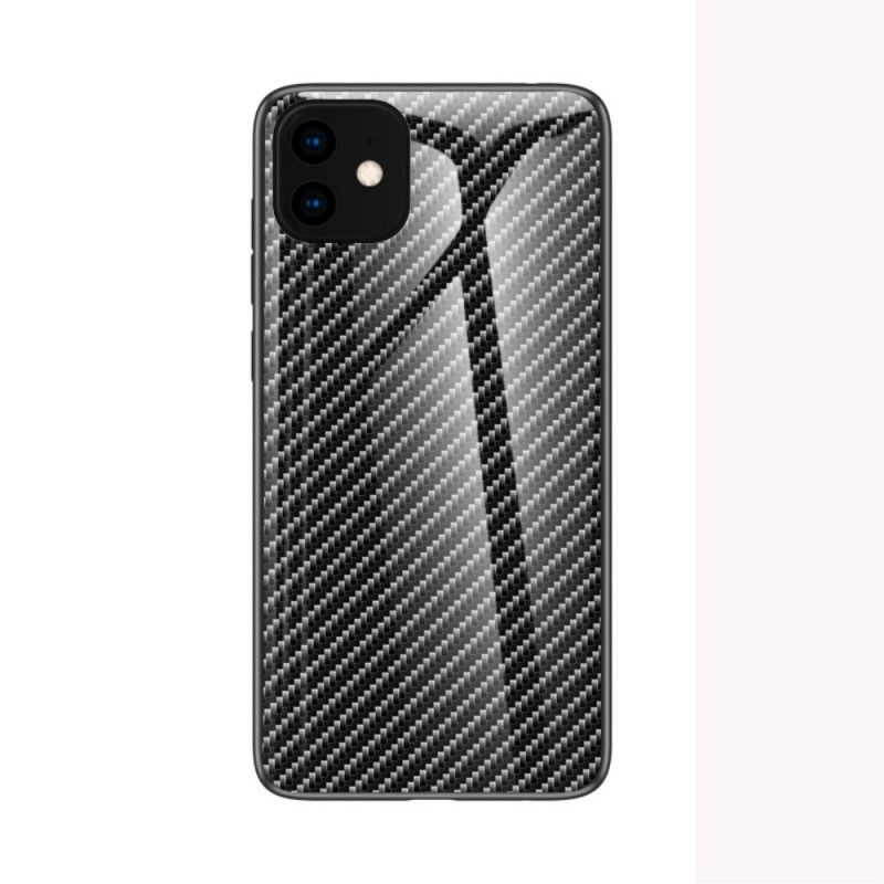 Deksel for iPhone 11 Pro Svart Herdet Glass I Karbonfiber