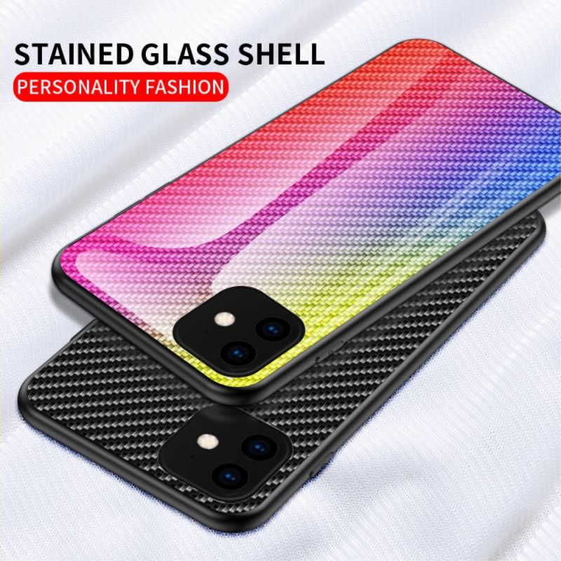 Deksel for iPhone 11 Pro Svart Herdet Glass I Karbonfiber