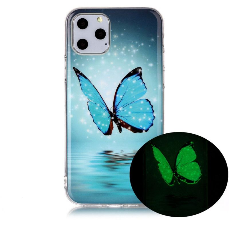 Deksel iPhone 11 Pro Fluorescerende Blå Sommerfugl