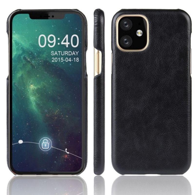 Deksel iPhone 11 Pro Svart Litchi-Skinneffekt