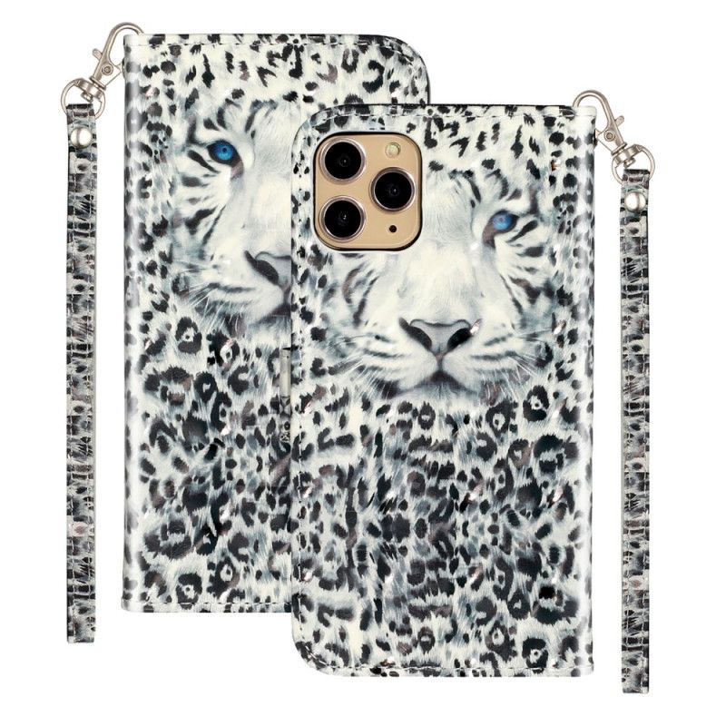 Folio Deksel for iPhone 11 Pro Svart Tigerlys Flekker Med Stropp