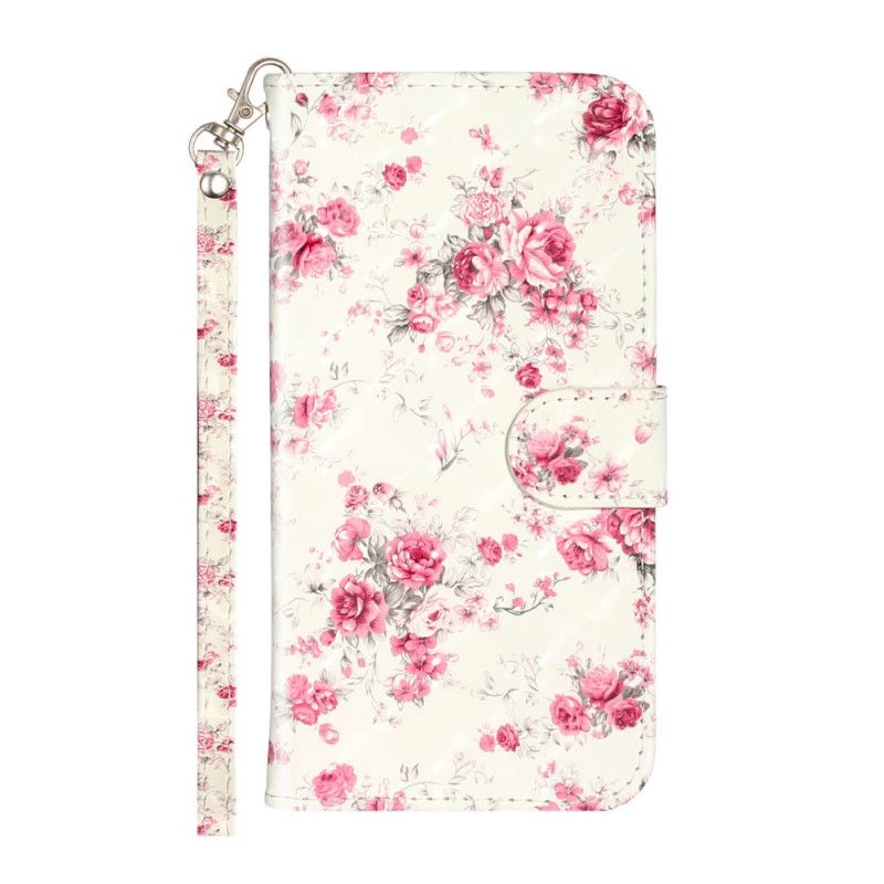 Folio Deksel iPhone 11 Pro Blomster Lette Flekker Med Stropp