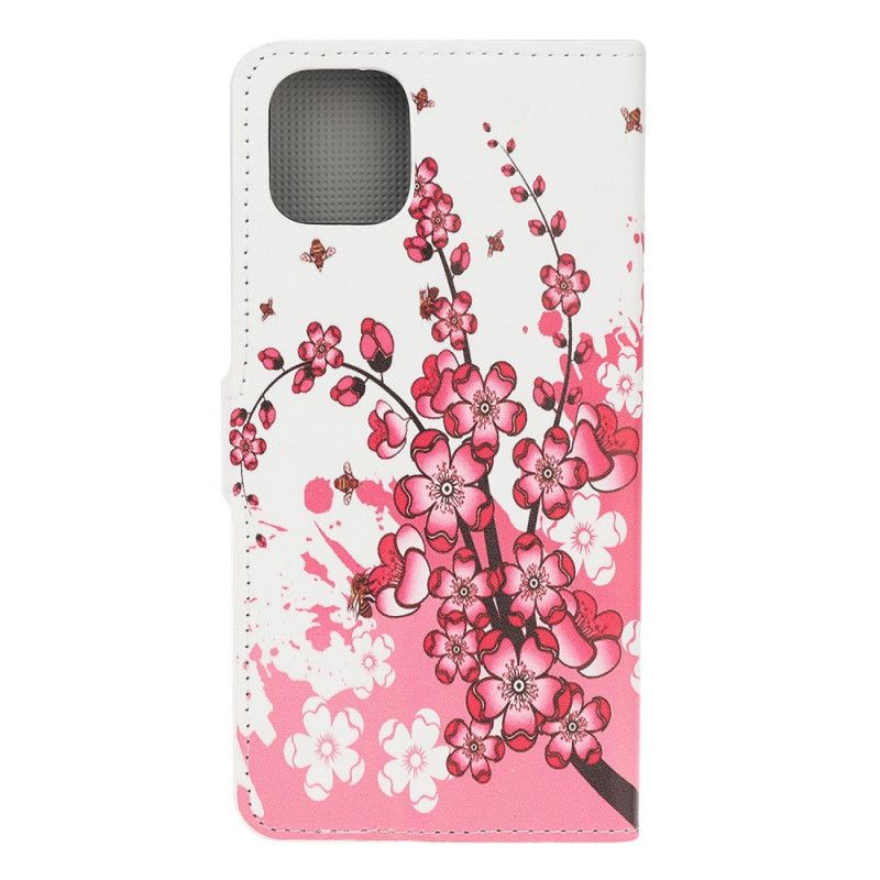 Folio Deksel iPhone 11 Pro Magenta Tropiske Blomster Beskyttelse