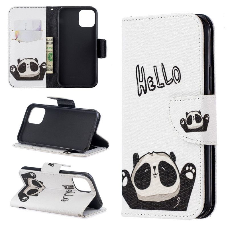 Lærdeksel Folio Deksel iPhone 11 Pro Hallo Panda