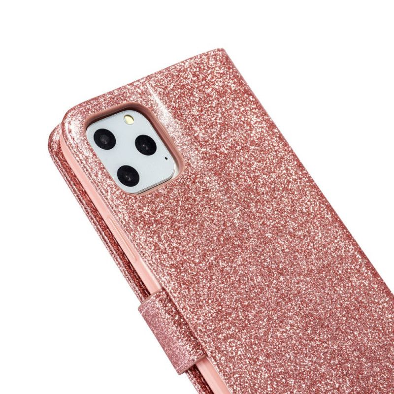 Lærdeksel Folio Deksel iPhone 11 Pro Svart Hjerteglitter