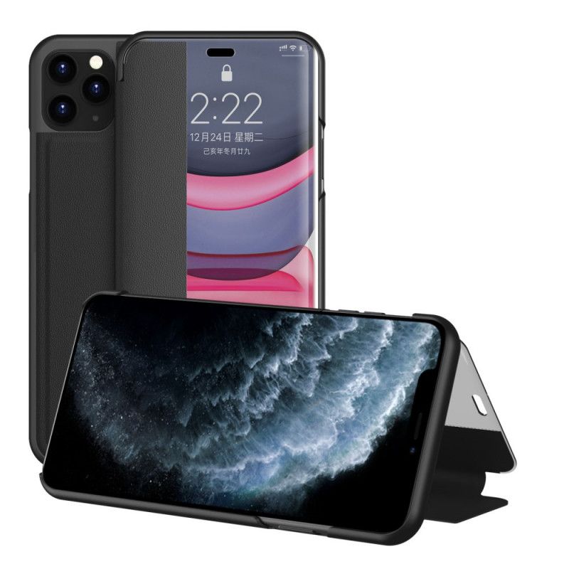 Visningsomslag iPhone 11 Pro Svart Teksturert Skinneffekt